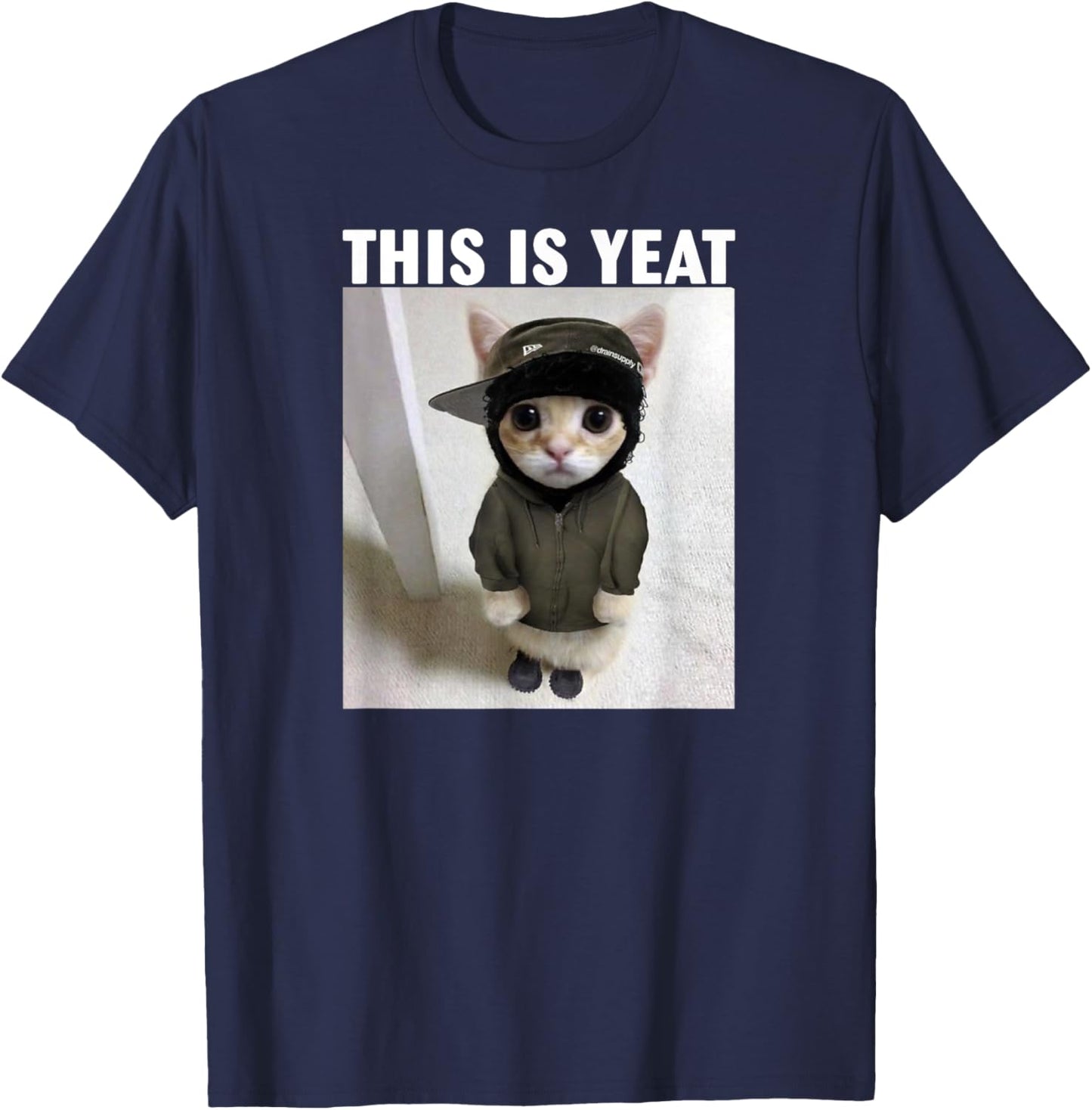 Cat This is Yeat Meme T-Shirt - T-Shirt | Navy