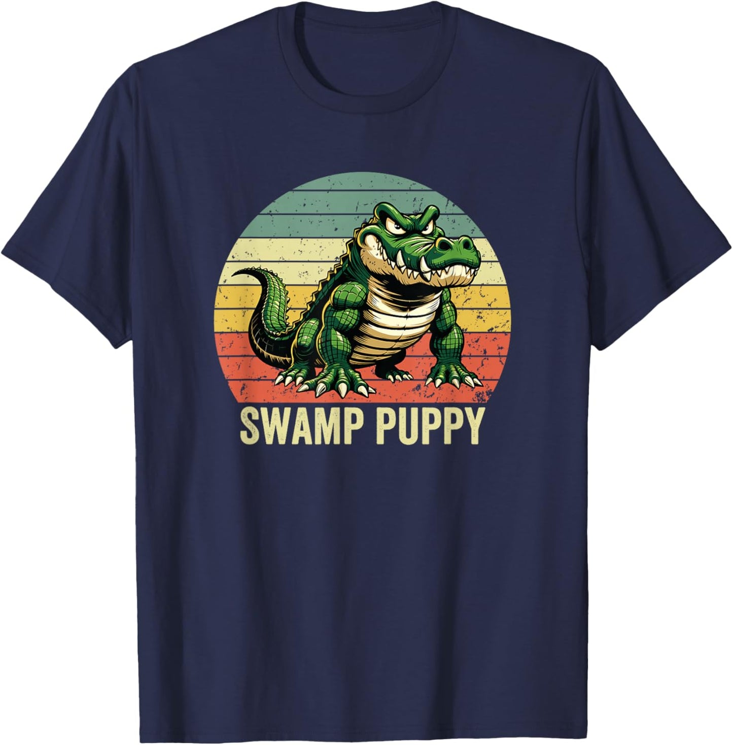 Swamp Puppy Vintage Sunset, Angry Alligator, Swamp Puppy T-Shirt - T-Shirt | Navy