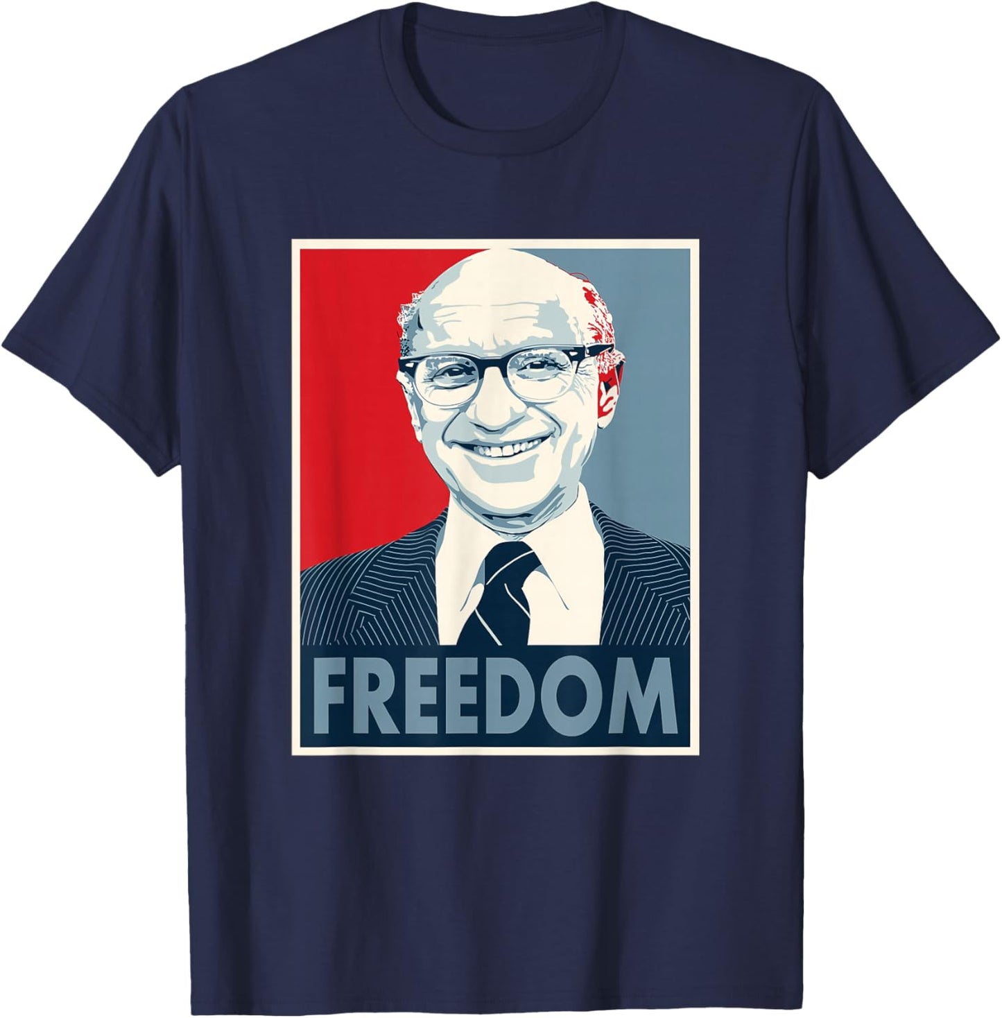 Milton Retro Friedman Graphic T-Shirt - T-Shirt | Navy