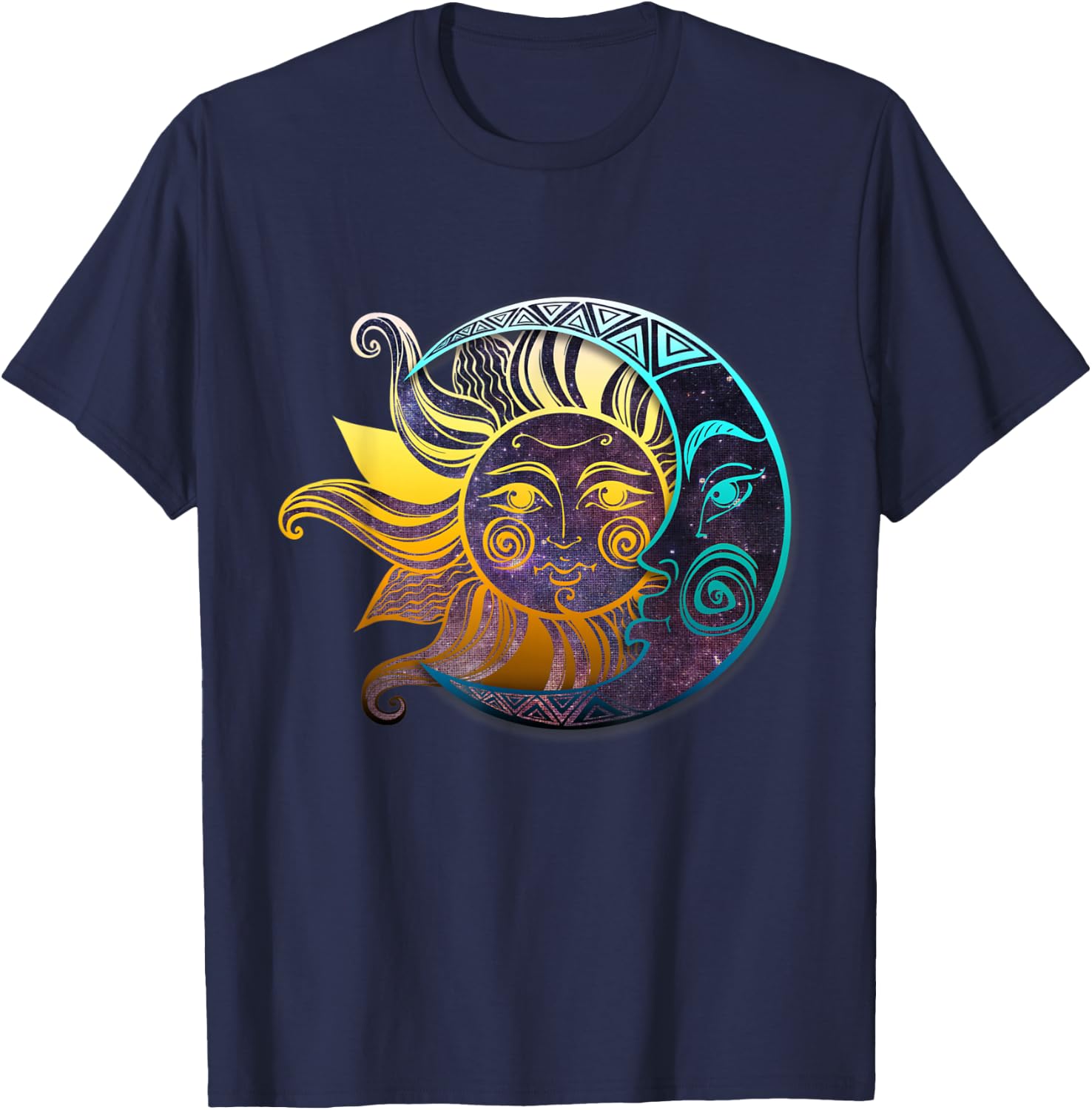 Live By The Sun Love By The Moon Spirituality Gift Bohemian T-Shirt - T-Shirt | Navy