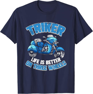 Triker Motorcycle Trike Motortrike Three Wheeler Biker Gift T-Shirt - T-Shirt | Navy