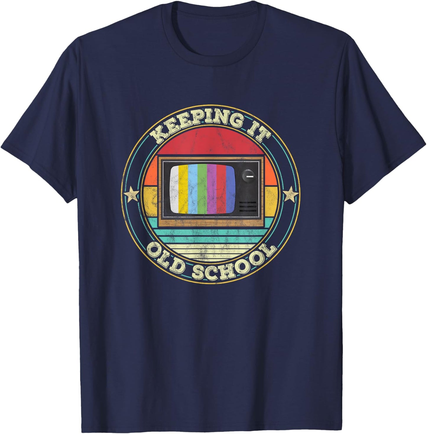 80s Retro Television Keeping it old School 90s Vintage T-Shirt - T-Shirt | Navy