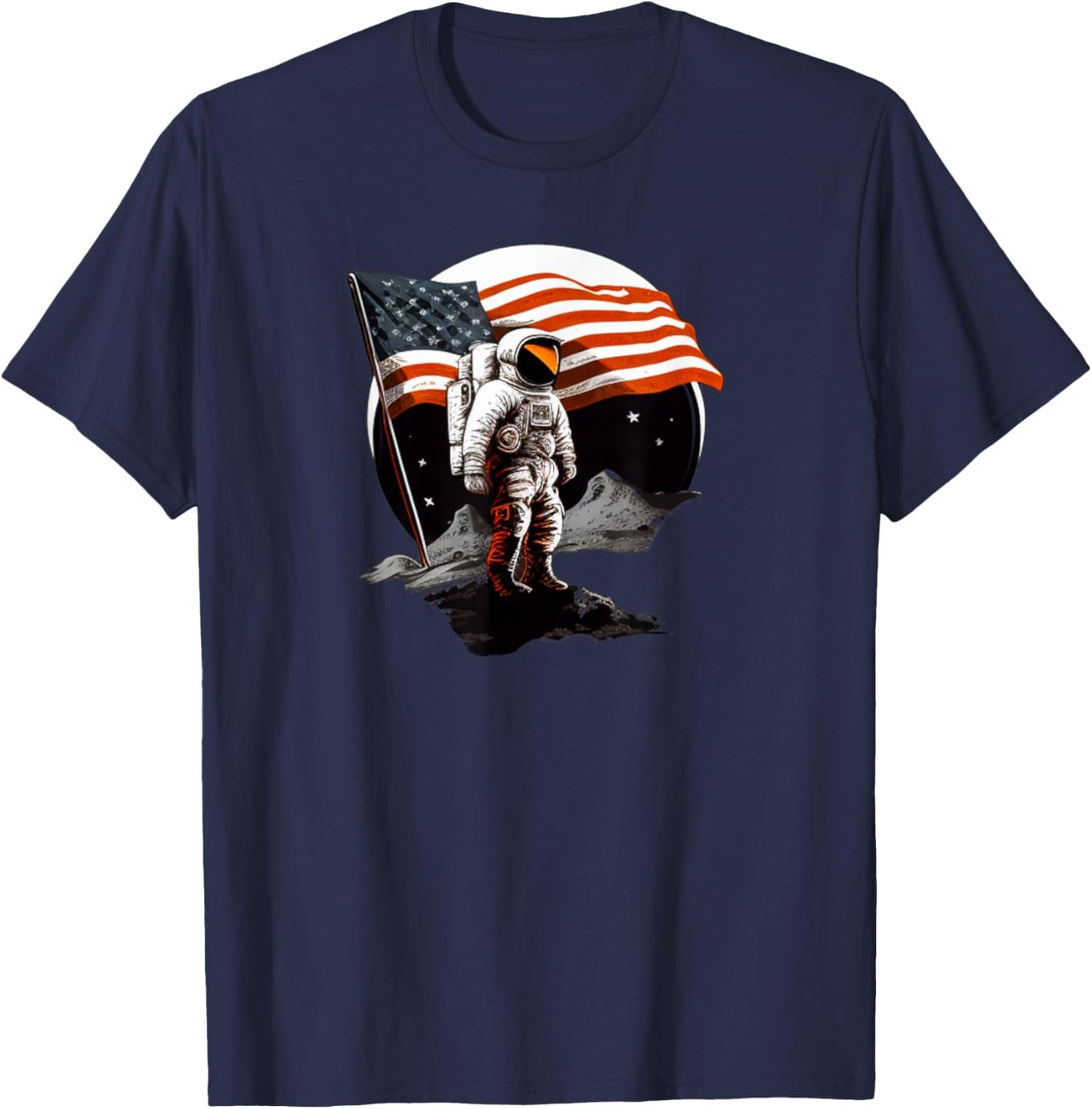 Patriotic Moon landing for Space World Lovers T-Shirt - T-Shirt | Navy