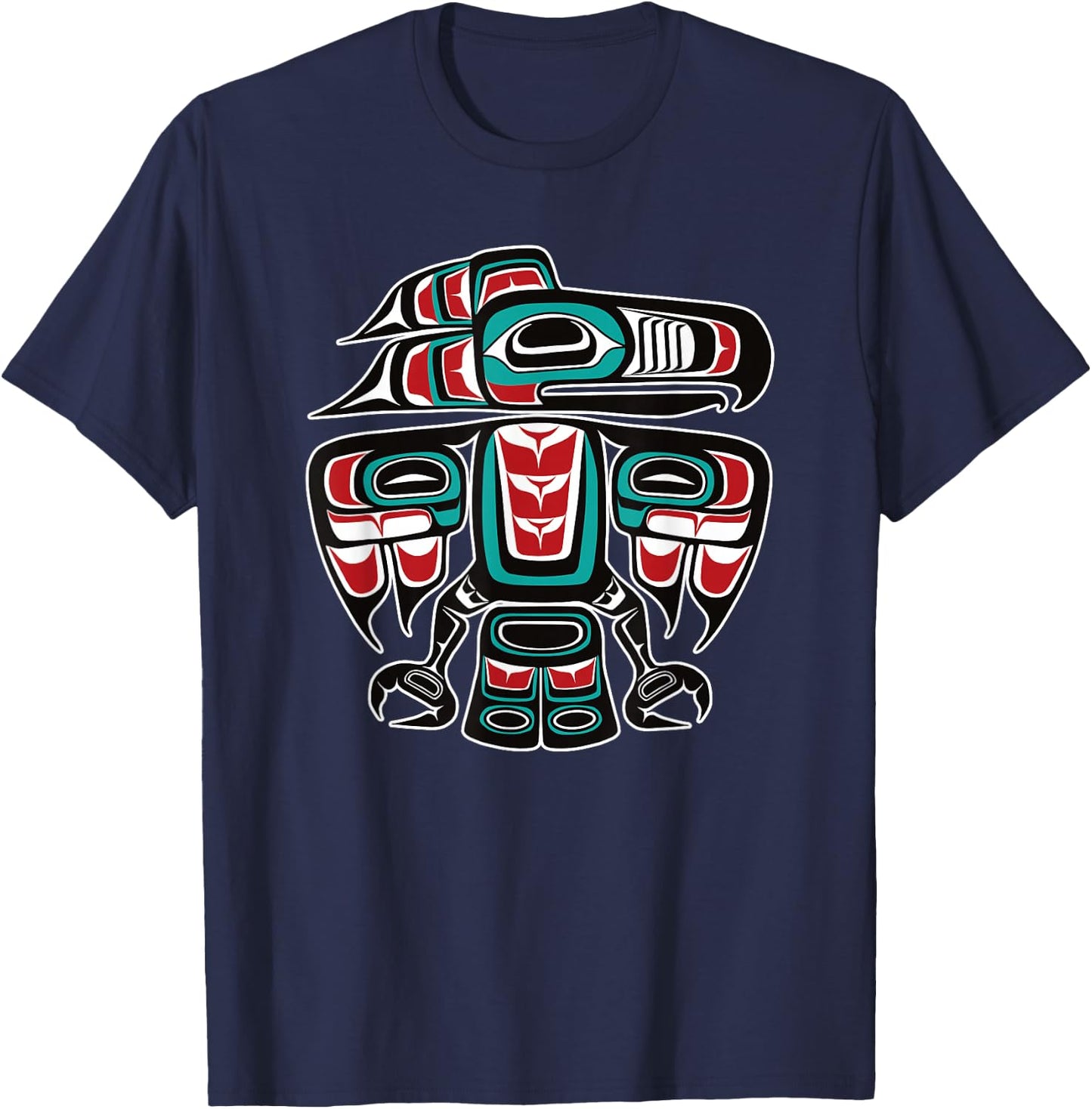 Northwest Pacific Haida Tlingit Native Raven Totem T-Shirt - T-Shirt | Navy