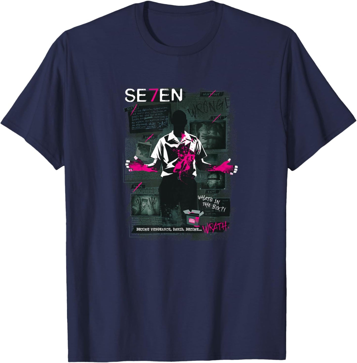 WB100 Se7en Wrath Bloody Hands Comic Graphic Cover T-Shirt - T-Shirt | Navy