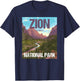 Zion National Park Utah Poster Design T-Shirt - T-Shirt | Navy