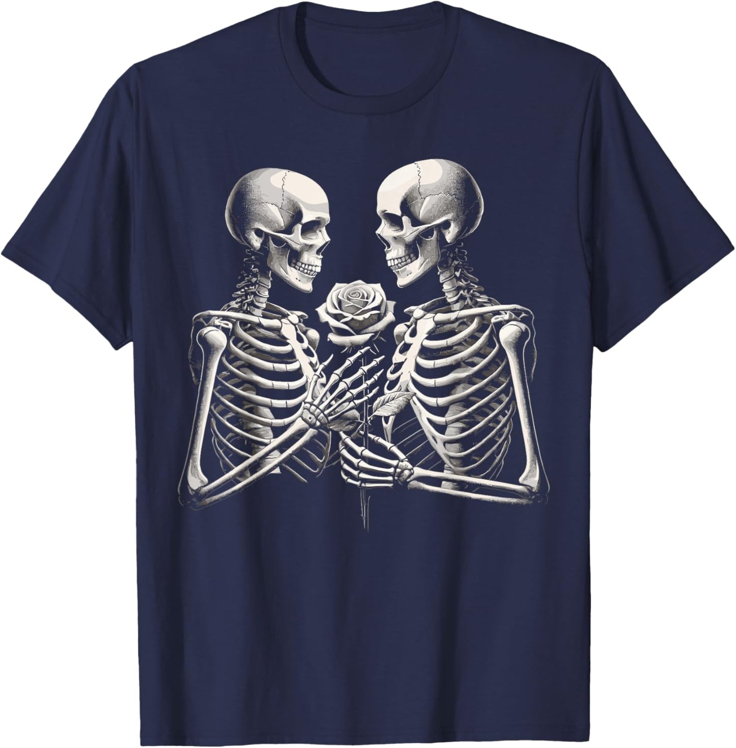 Skeleton Skull Love Goth Halloween T-Shirt - T-Shirt | Navy