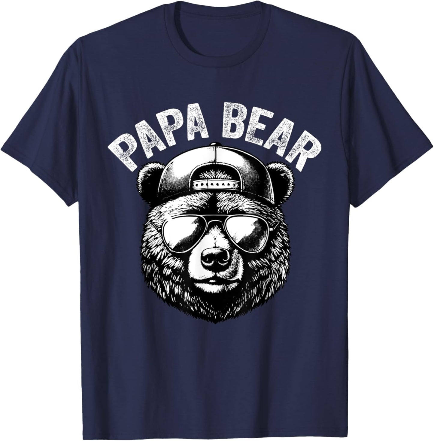 Papa Bear Face Grizzly Fathers Day Bear Lover T-Shirt - T-Shirt | Navy