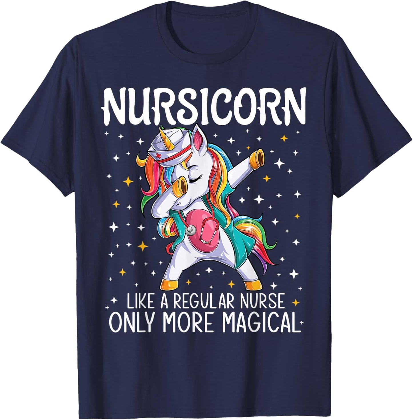 Dabbing Unicorn Nursicorn Funny Nurse Gift women men CNA RN T-Shirt - T-Shirt | Navy