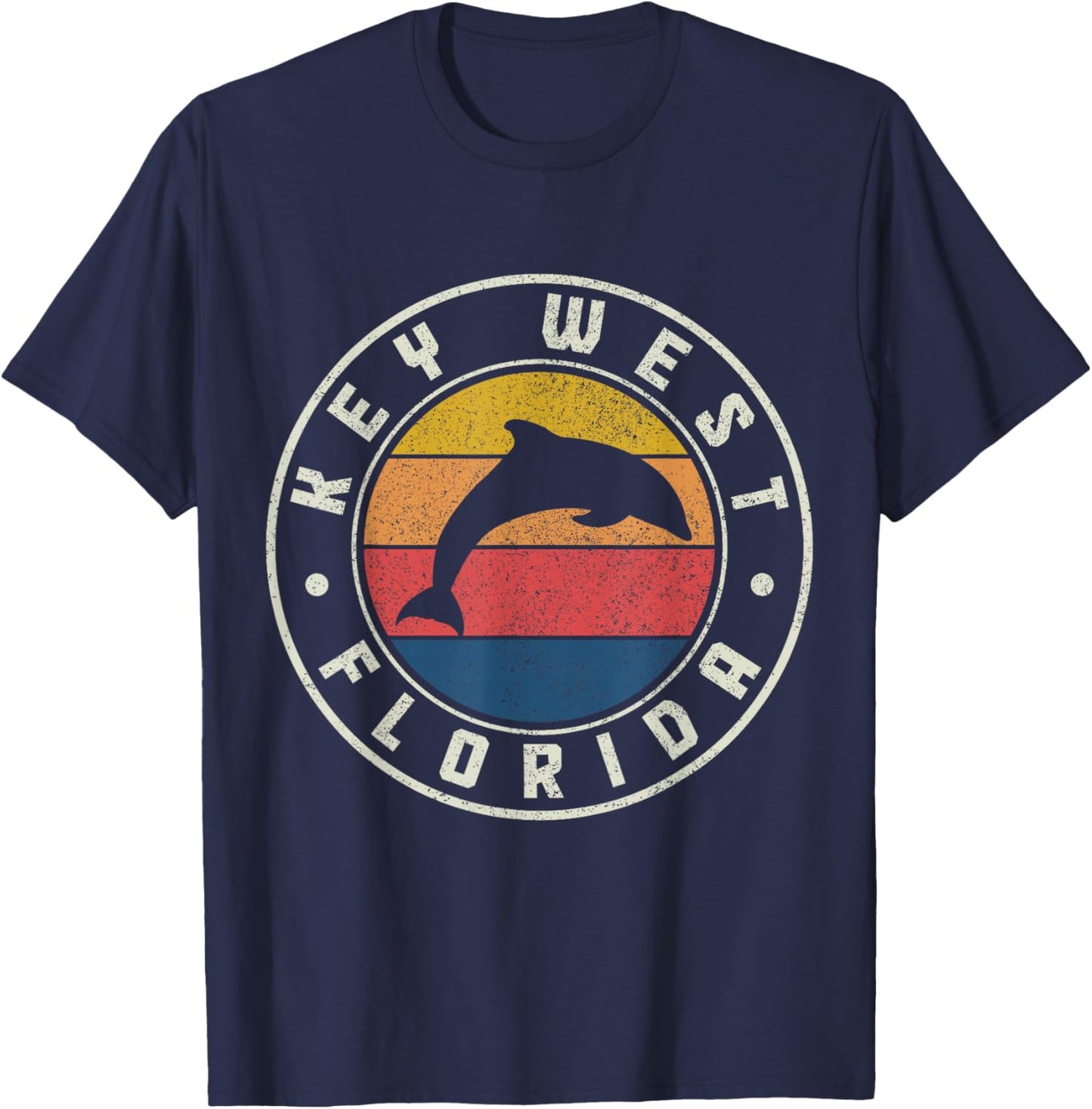Key West Florida Dolphin Souvenir Vintage T-Shirt - T-Shirt | Navy