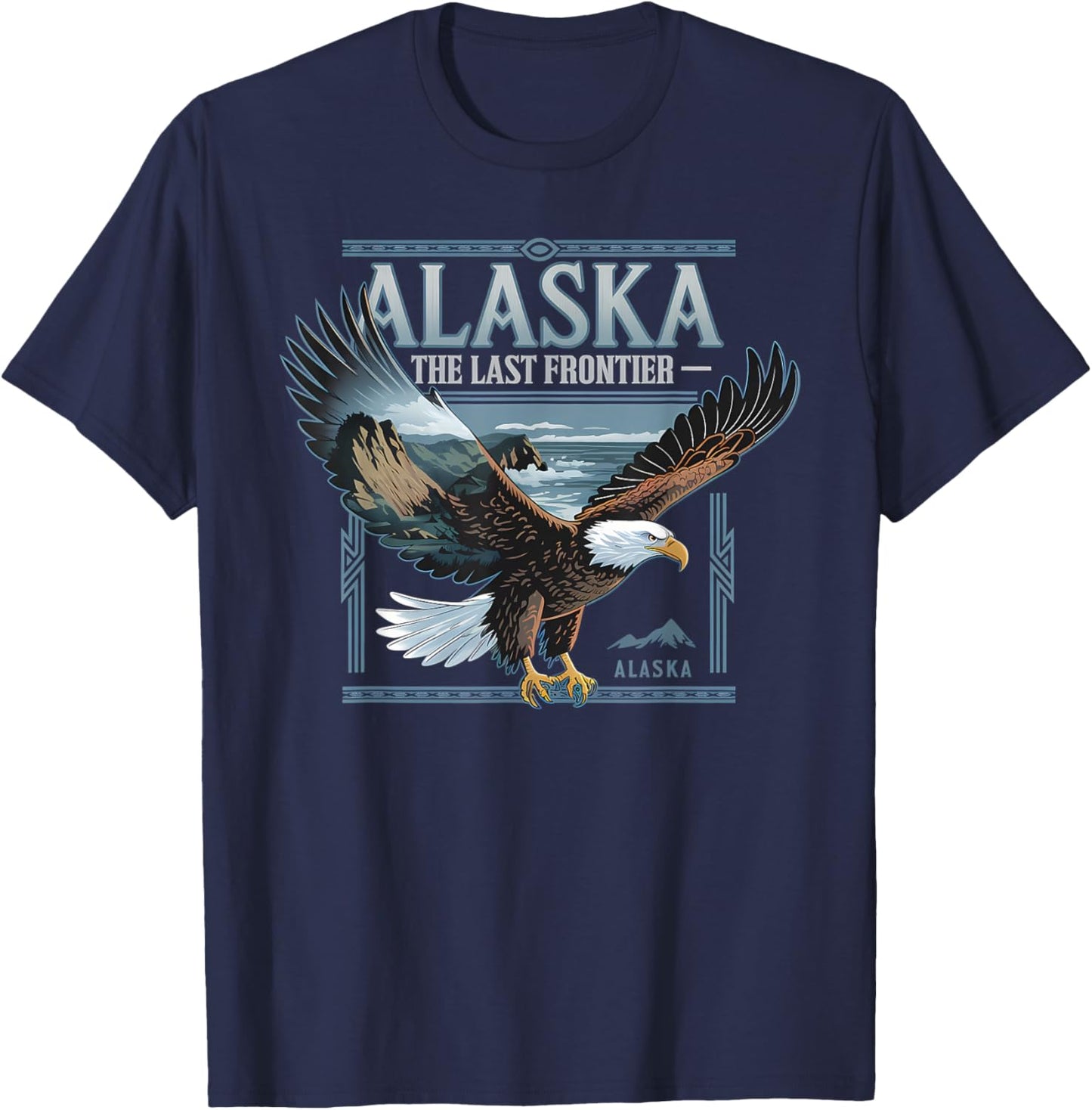Alaska State Pride The Last Frontier Bald Eagle Alaskan Trip T-Shirt - T-Shirt | Navy