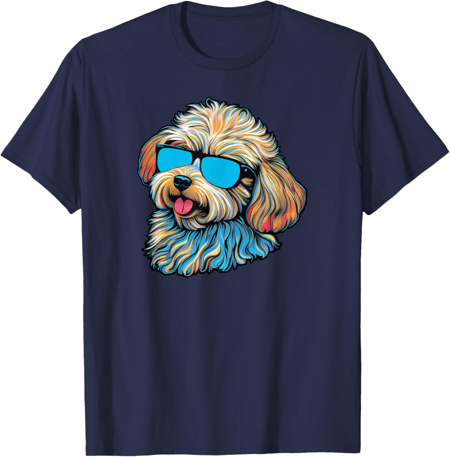 Dad Mom Cool Dog Sunglasses - Maltipoo Men Women T-Shirt - T-Shirt | Navy