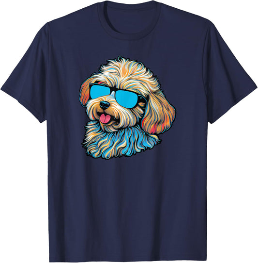 Dad Mom Cool Dog Sunglasses - Maltipoo Men Women T-Shirt - T-Shirt | Navy