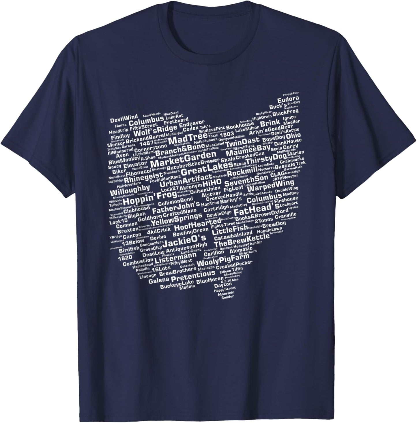 Cracked Toad Design Co. Ohio Breweries - Men's Black Classic Fit Short Sleeve - Small T-Shirt - T-Shirt | Navy