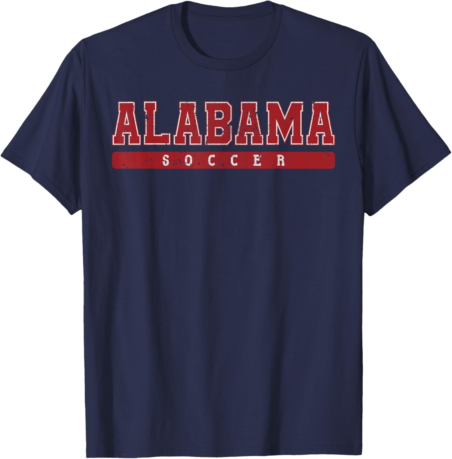 Alabama Soccer Red Vintage Text T-Shirt - T-Shirt | Navy
