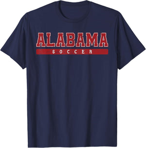 Alabama Soccer Red Vintage Text T-Shirt - T-Shirt | Navy