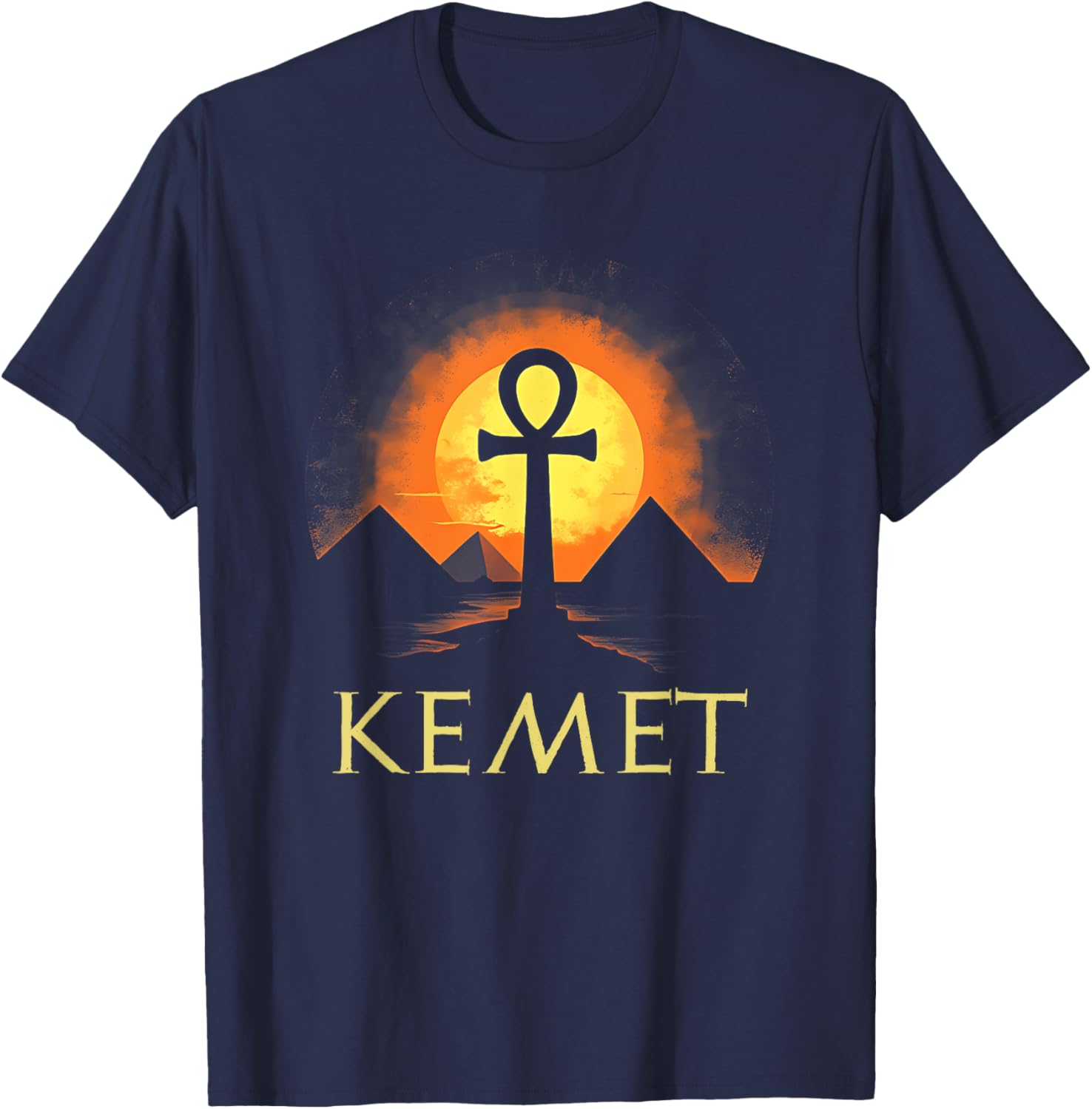 Kemet Ancient Egypt Ankh of Ra T-Shirt - T-Shirt | Navy