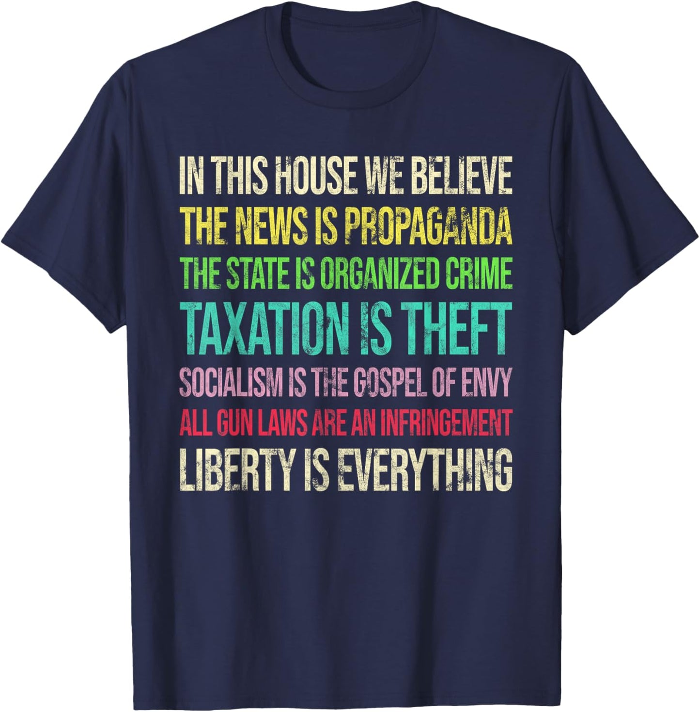 In This House We Believe The News Is Propaganda T-Shirt - T-Shirt | Navy