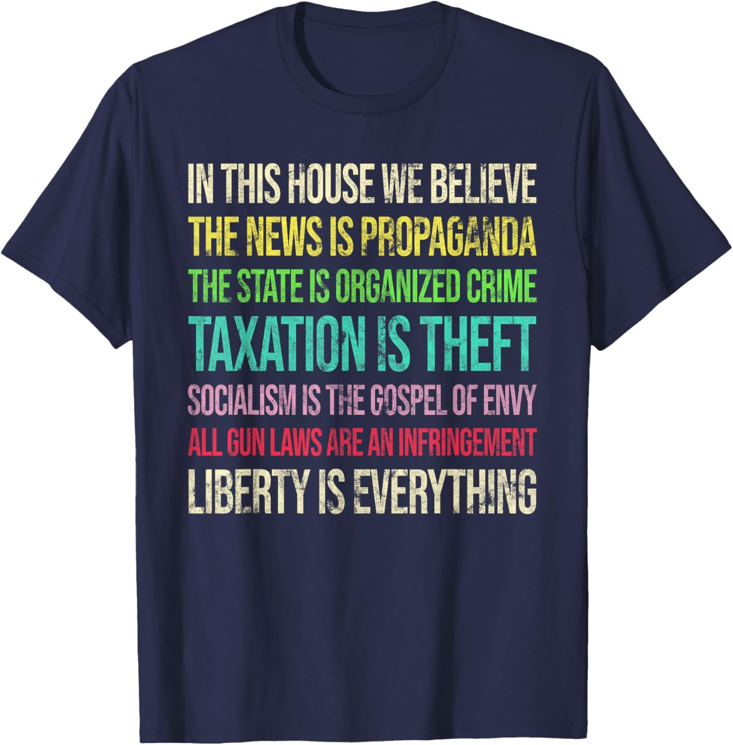 In This House We Believe The News Is Propaganda T-Shirt - T-Shirt | Navy