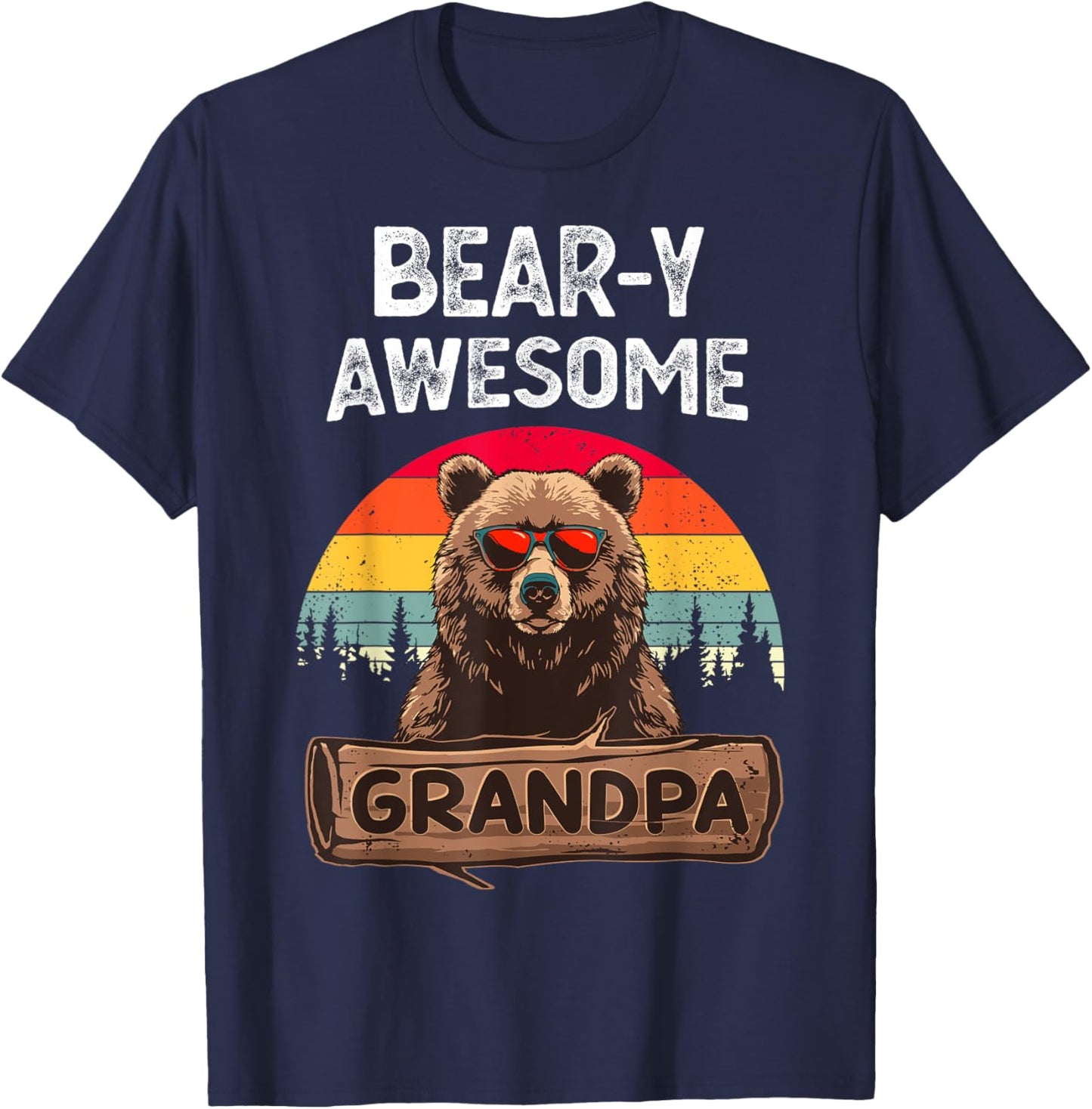 Bear-y Awesome Grandpa Funny Saying Bear Vintage Grandfather T-Shirt - T-Shirt | Navy