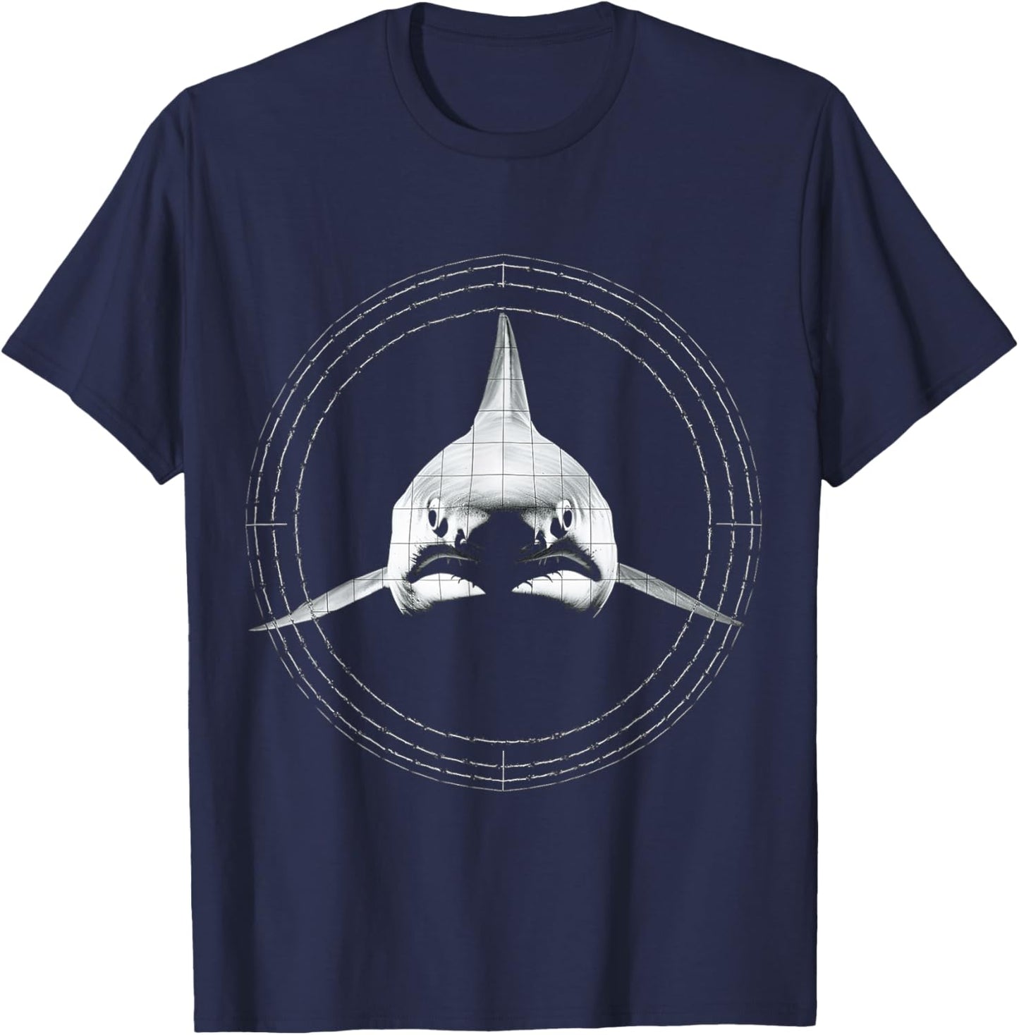 Shark Geometric Art Animal Love Drawing Graphic Shark T-Shirt - T-Shirt | Navy