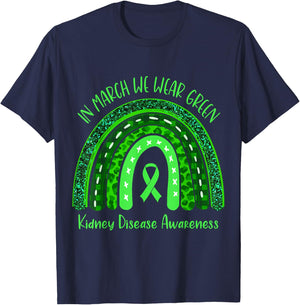 In March We Wear Green Kidney Disease Awareness T-Shirt - T-Shirt | Navy
