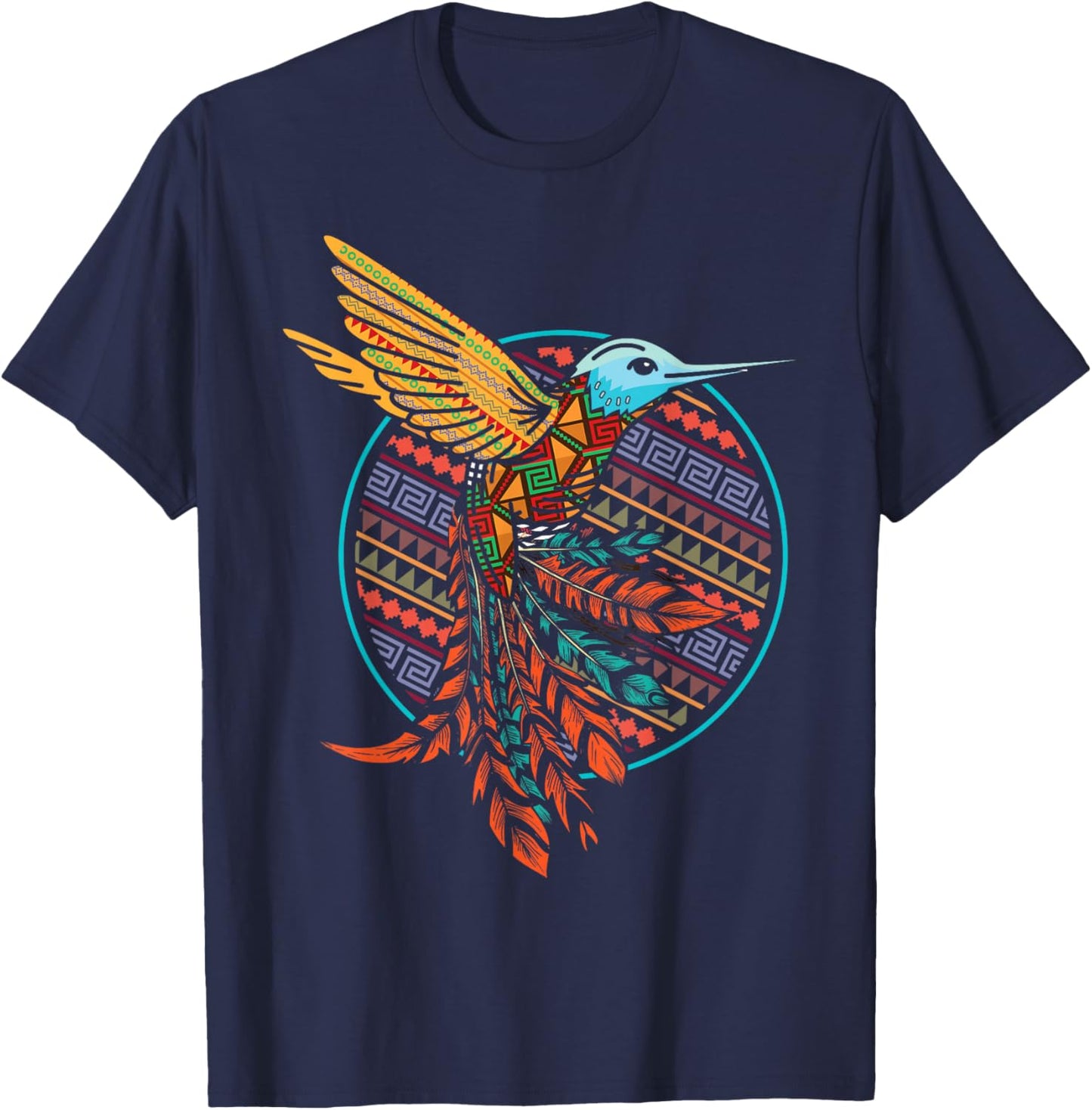 InGENIUS Native American Indian Day Shirts & Gifts Hummingbird Tribal Art Native American Indian Indigenous T-Shirt - T-Shirt | Navy