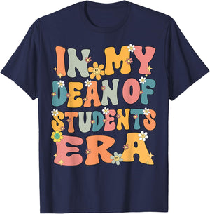 In My Dean of Students Era Retro Groovy Dean of Students T-Shirt - T-Shirt | Navy