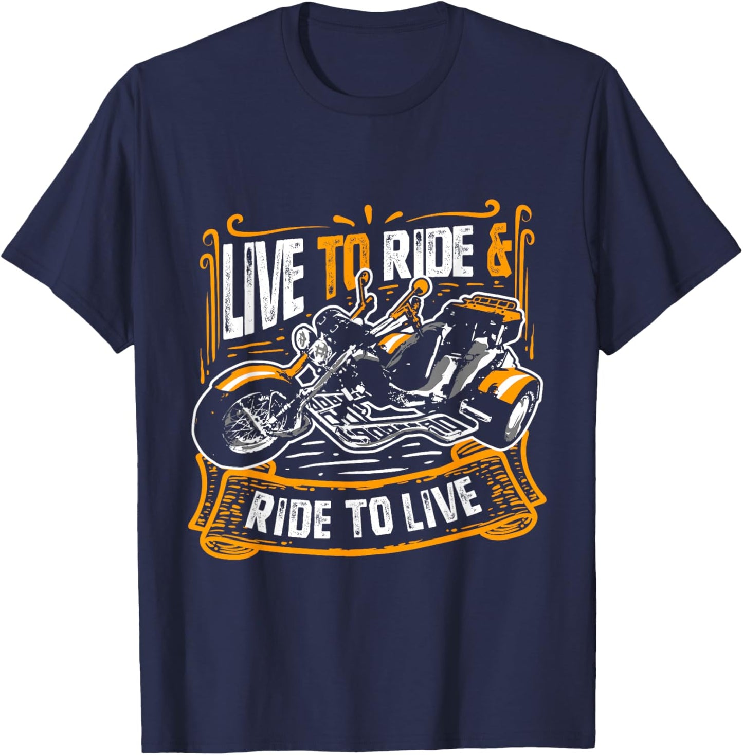 Live To Ride & Ride To Live Triker Trike Bike T-Shirt - T-Shirt | Navy