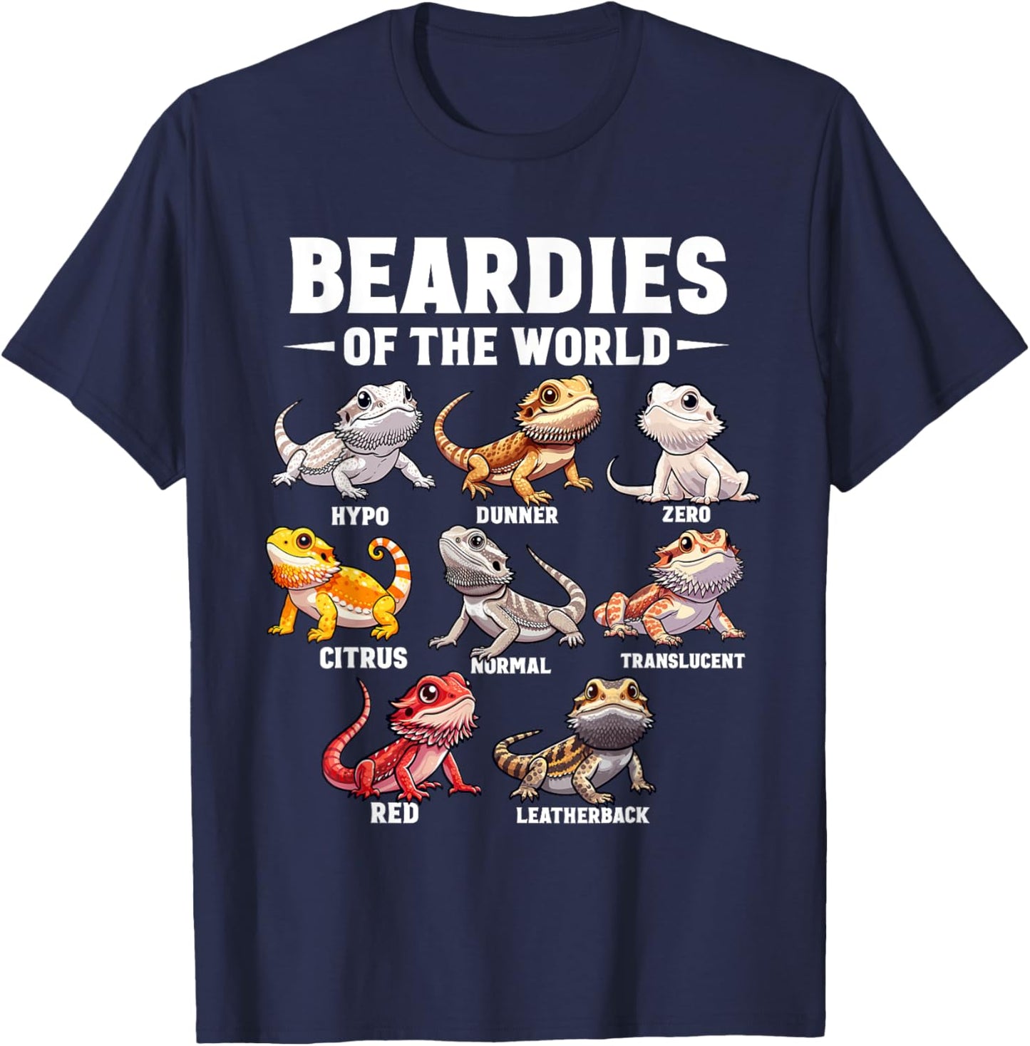 Cute Beardies Of The World - Bearded Dragon Reptile Lover T-Shirt - T-Shirt | Navy