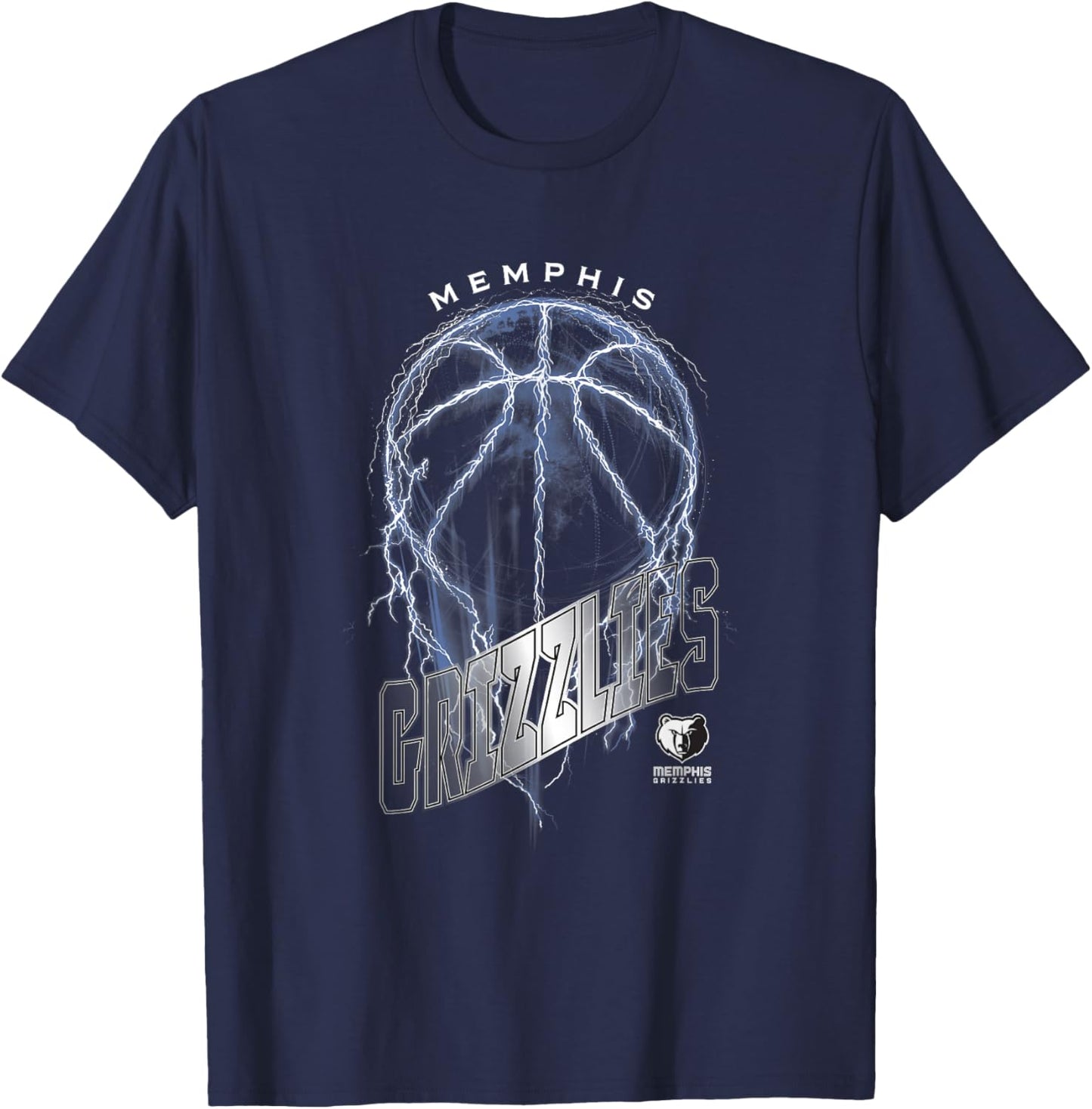 NBA Memphis Grizzlies Lightning Bolt Basketball Logo T-Shirt - T-Shirt | Navy