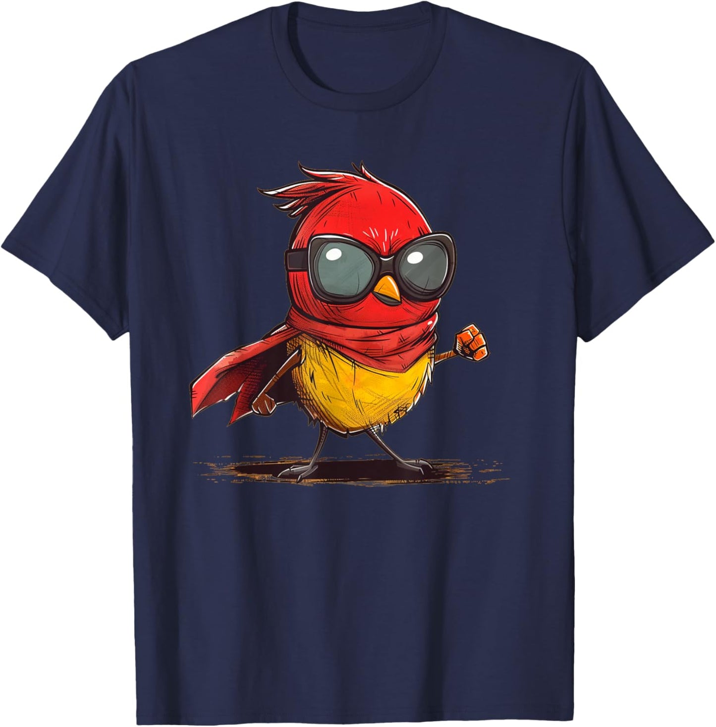 Funny Hero Bird with Cape and Sunglasses Costume T-Shirt - T-Shirt | Navy
