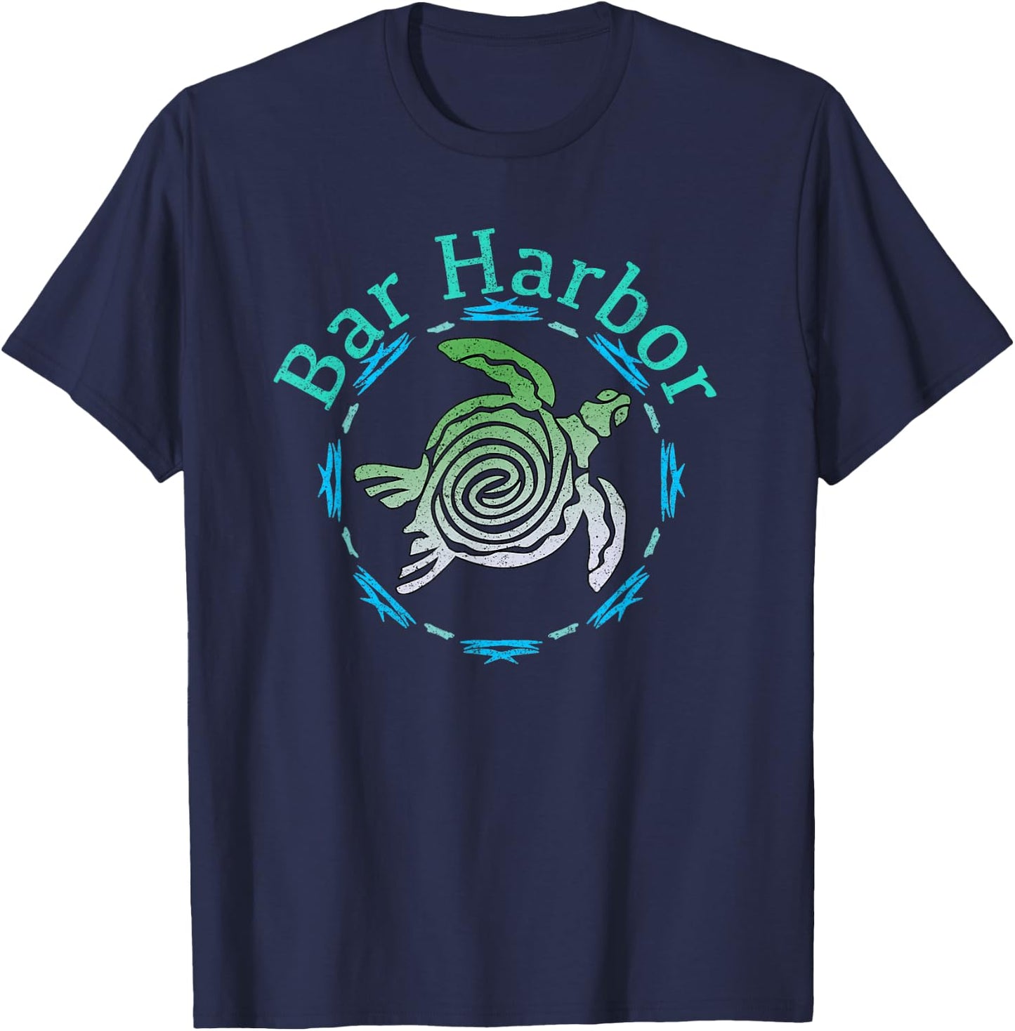 Bar Harbor Maine Vintage Tribal Turtle Gift T-Shirt - T-Shirt | Navy
