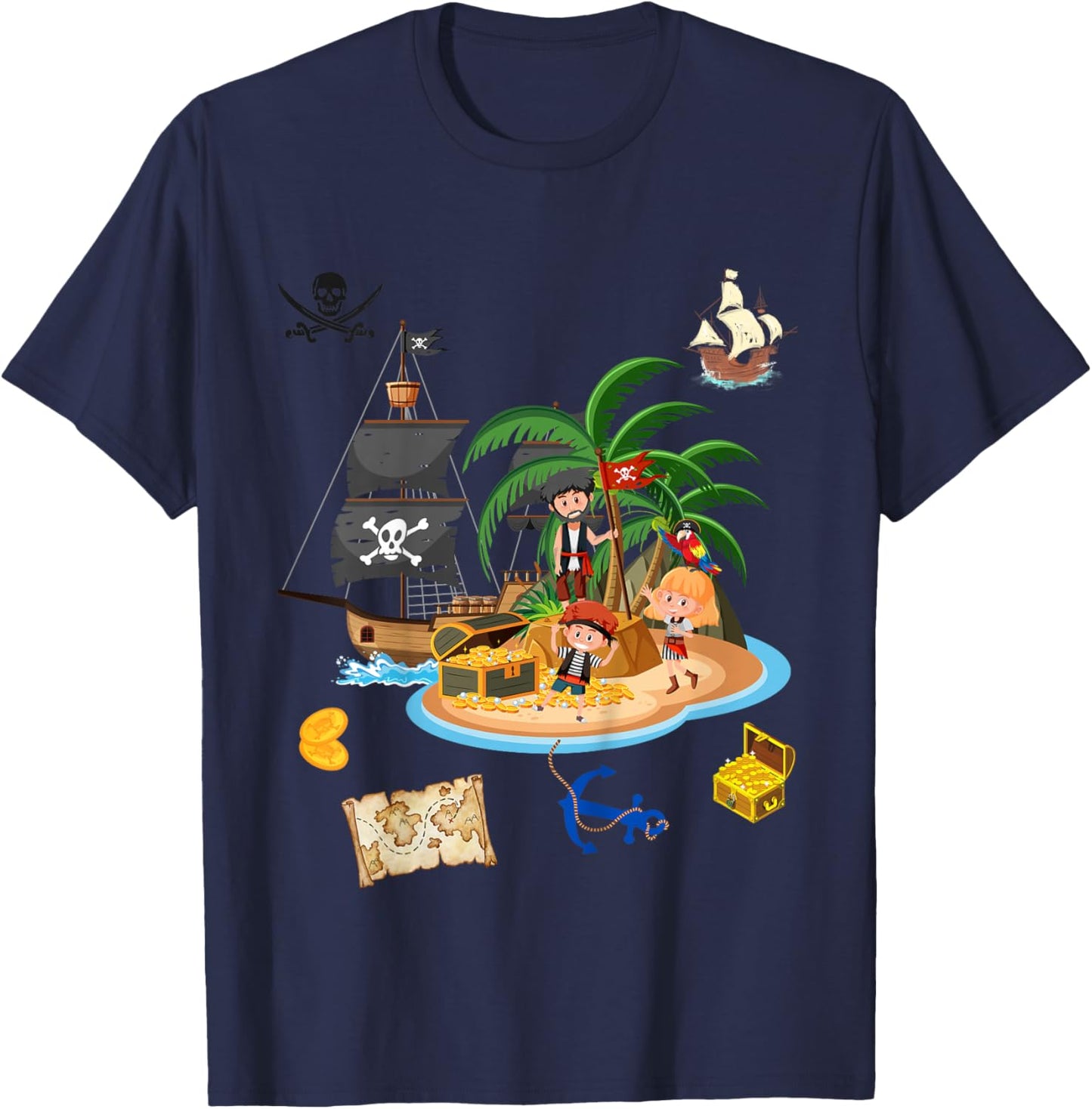 Kinder Piraten von Jack - Piraten Motiv - Weiß - Kurzarm - Kind - - 4-5 Jahre - 6-7 Jahre T-Shirt - T-Shirt | Navy