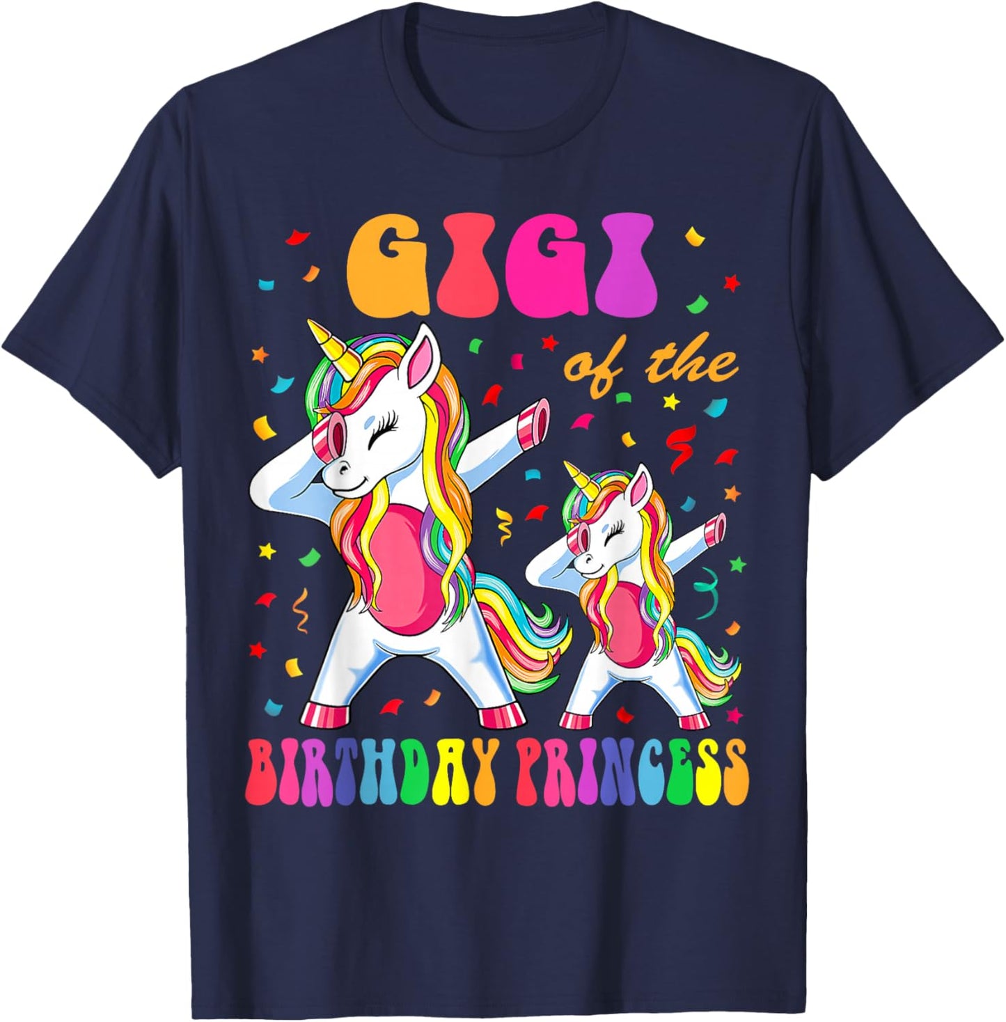 Gigi of the Birthday Princess Girl Dabbing Unicorn Family T-Shirt - T-Shirt | Navy