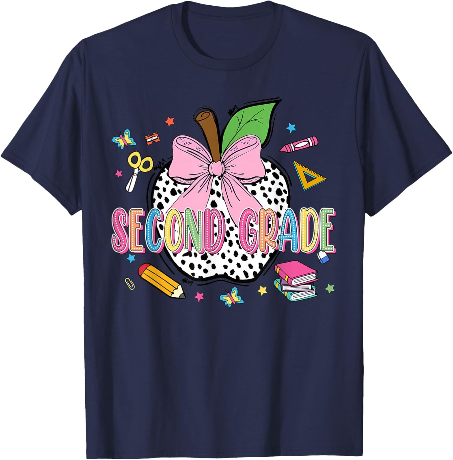 Second Grade Happy First Day of 2nd Grade Back To School T-Shirt - T-Shirt | Navy