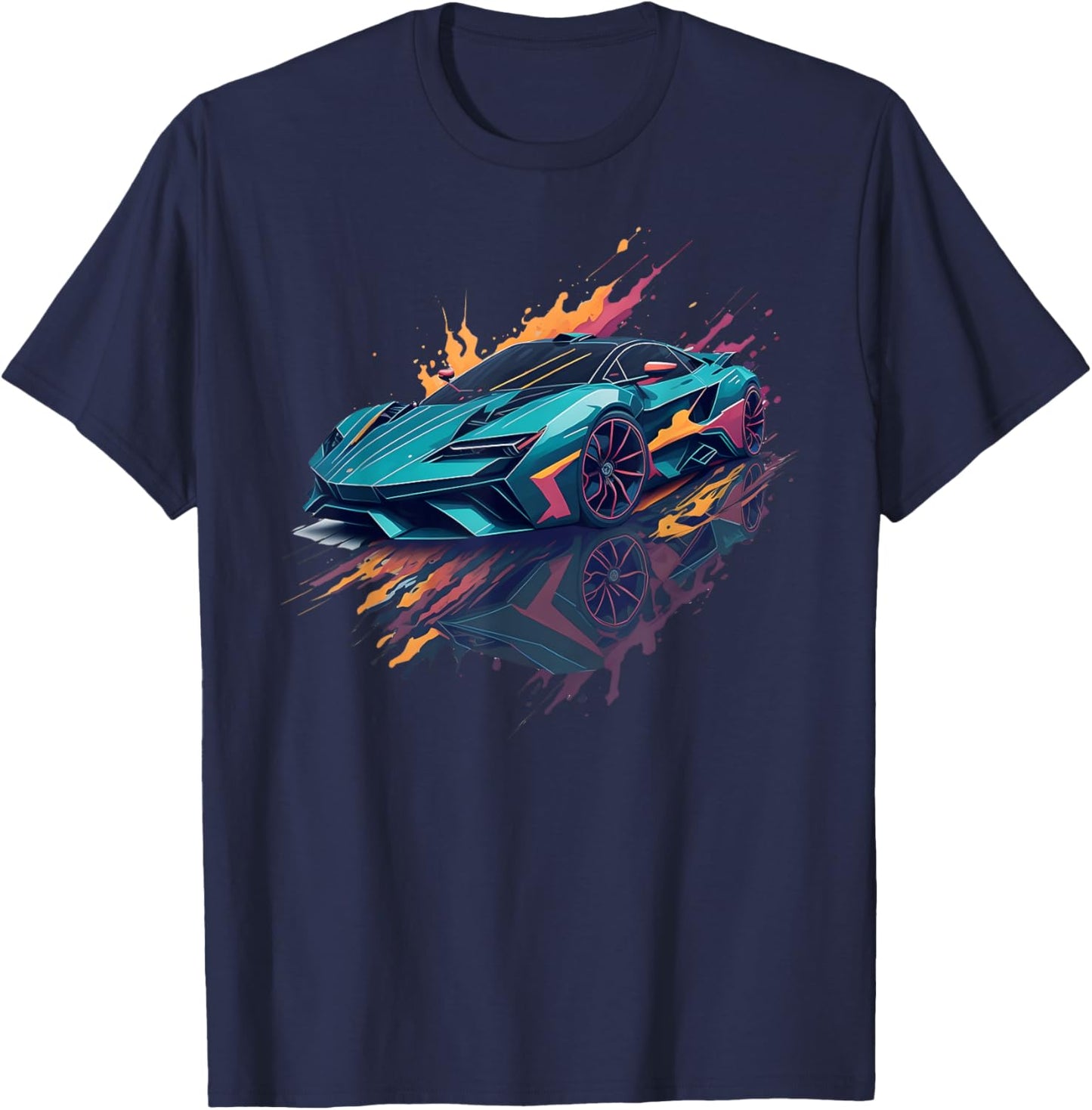 Supercar Exotic Sports Car Concept Poster Style Boys Graphic T-Shirt - T-Shirt | Navy