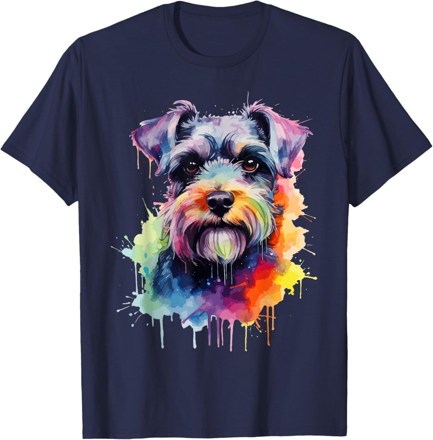 Mini Schnauzer Lovers Pop Art Color Mini Schnauzer Dog T-Shirt - T-Shirt | Navy