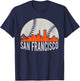 Vintage San Francisco Skyline Baseball Present Men Women T-Shirt - T-Shirt | Navy