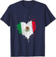 Mexican Flag Heart Valentines Day Gift Viva Mexico T-Shirt - T-Shirt | Navy