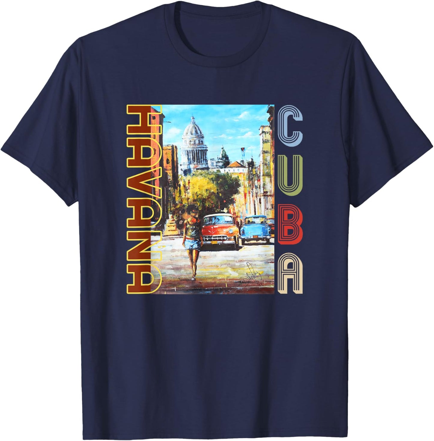 Havana Cuba Fine Art - National Capital T-Shirt - T-Shirt | Navy