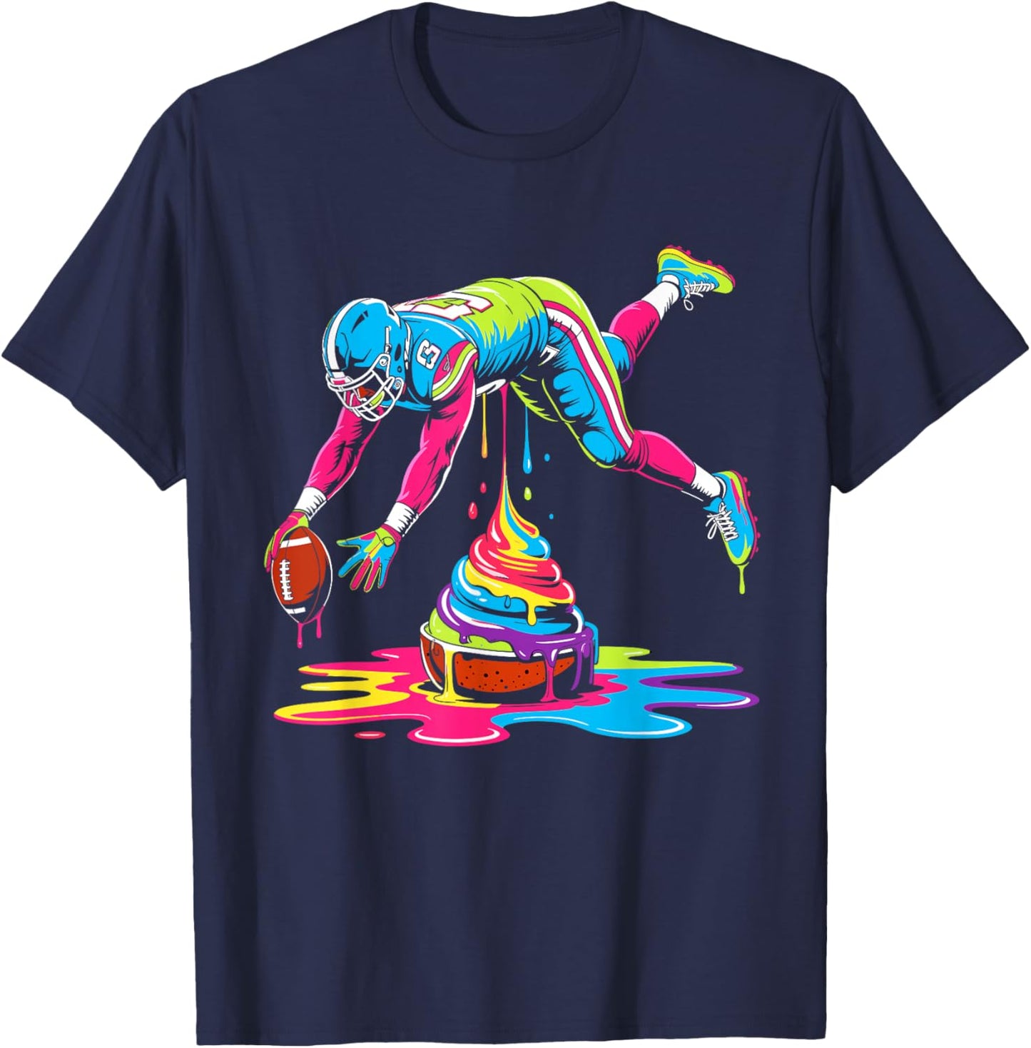 Ice cream Drip Football Sprinkles football drip T-Shirt - T-Shirt | Navy