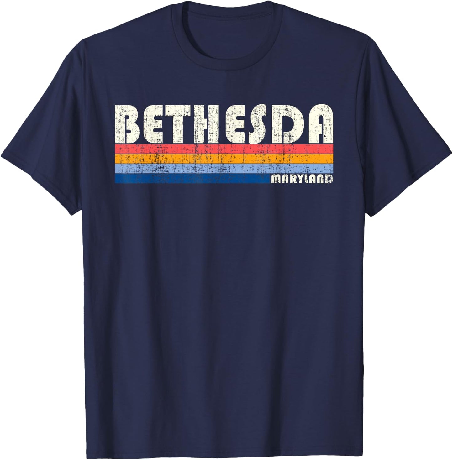 Vintage 70s 80s Style Bethesda MD T-Shirt - T-Shirt | Navy