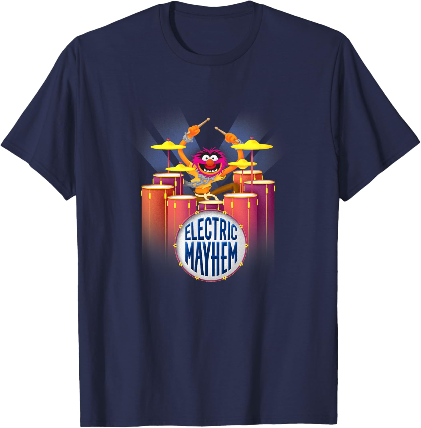 Disney The Muppets Electric Mayhem Animal Drummer Portrait T-Shirt - T-Shirt | Navy