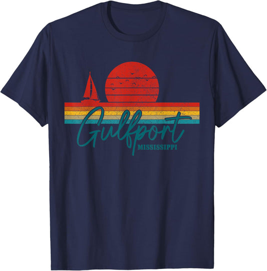 Gulfport Mississippi Vintage USA Souvenir T-Shirt - T-Shirt | Navy
