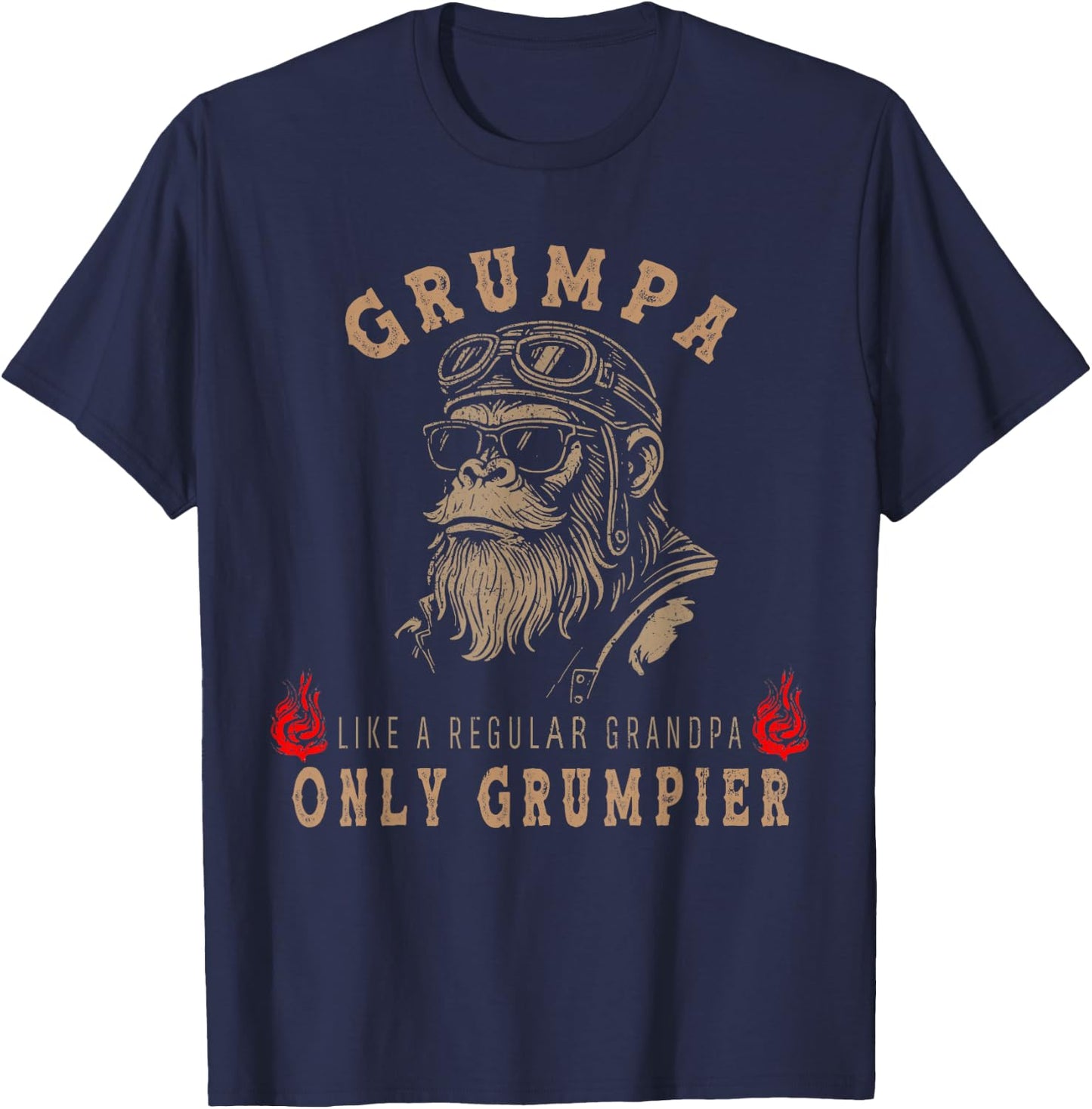 Grumpa Like A Regular Grandpa Only Grumpier Monkey T-Shirt - T-Shirt | Navy