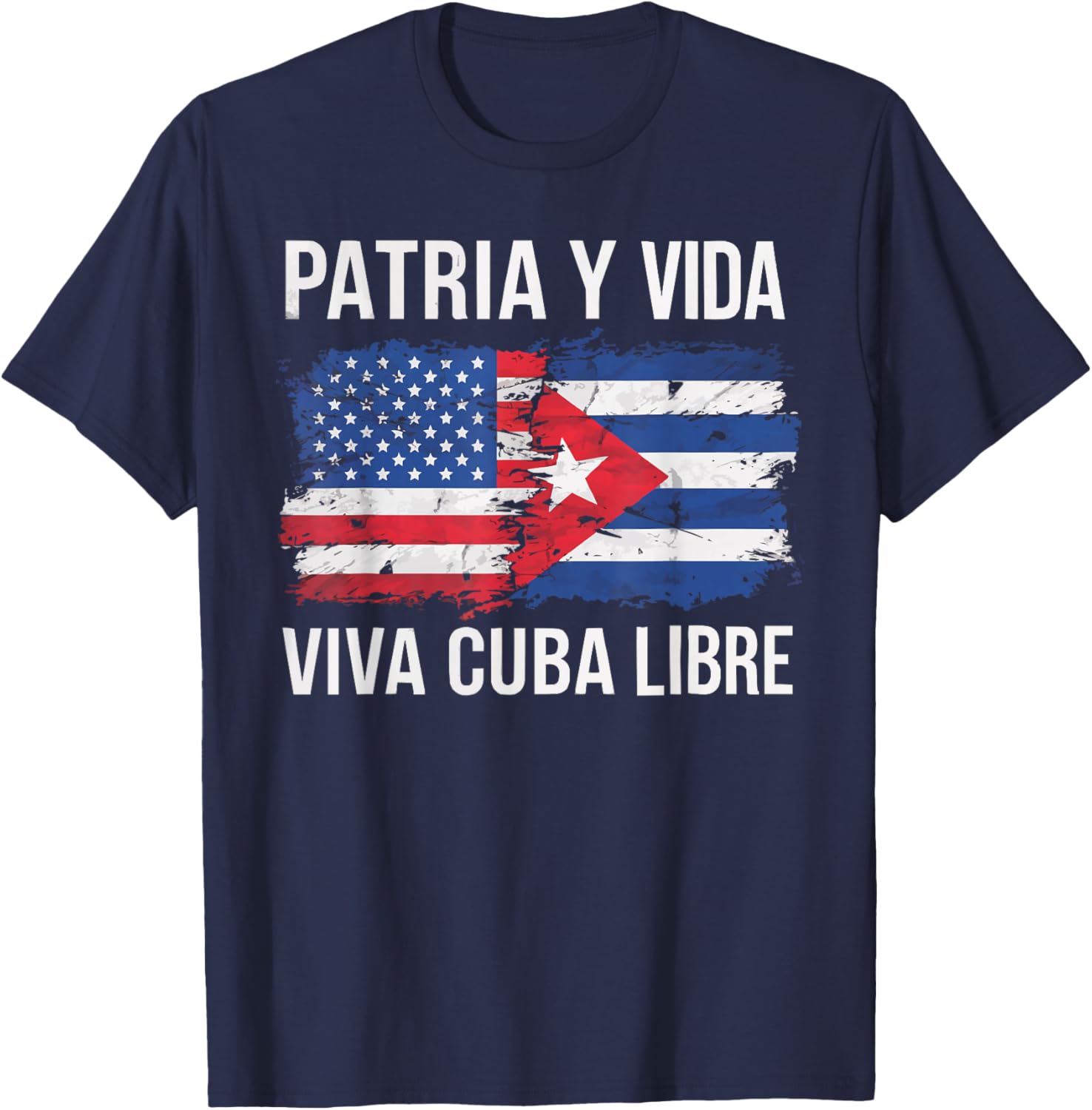 Half Cuban Half American Country USA Flag Cuba America T-Shirt - T-Shirt | Navy
