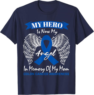 Wear Blue Ribbon In Memory Of My Mom Colon Cancer Awareness T-Shirt - T-Shirt | Navy
