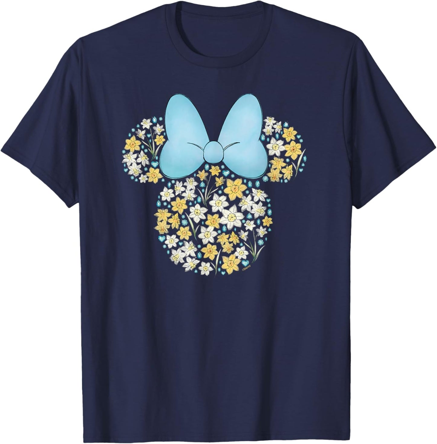 Disney Minnie Mouse March Birth Month Birthstone & Flowers Small T-Shirt - T-Shirt | Navy