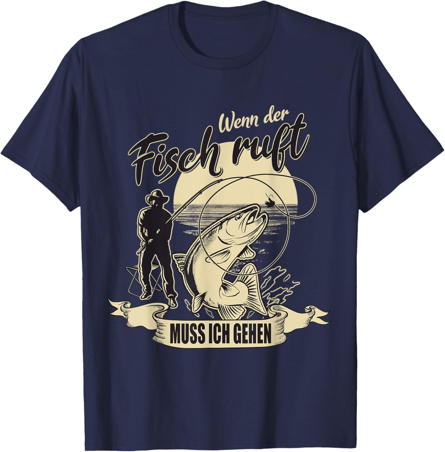 Fischen Angeln Wenn der Fisch ruft muss ich gehen Angler T-Shirt - T-Shirt | Navy